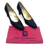 Vintage Bruno Magli Black Embossed Leather Pumps Italian Heels Women’s Size 8 AA Photo 2