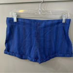 Free People NWOT Blue Striped Short Shorts With Side Zipper Size M Photo 0