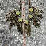 Etcetera ETC! Faux Yellow Opal and Rhinestone Fringe Bib Necklace Photo 5