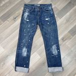 EXPRESS Distressed Bleach Splatter Baggy Straight Leg Boyfriend Jeans Blue 2 Photo 12