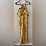 Anthropologie Varun Bahl Yellow Light Blue Flowers Birds Ruffle Detail Sz 2 Photo 6