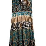 1950s 16/18 handmade silky printed halter dress Brown Size 1X Photo 0