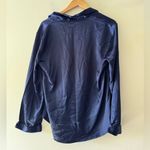 Victoria's Secret Victoria’s Secret Silk Smooth Navy Blue Pajama Button Down Long Sleeve Top Photo 2