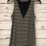 Love Riche Sleeveless Black Ivory Striped W/ Mesh Tank Top Women's Size S Small Photo 4