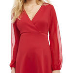 Motherhood Womens Dress Size Medium Red Sheer Sleeve Taylor Maternity NEW Photo 0