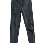 American Eagle Black Destroyed Shark Bite Trim Skinny Denim Jeans Women Sz 00 Photo 0
