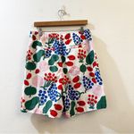 Marimekko x Uniqlo LARGE Cotton Pleated AOP Poplin Fruit Pattern Shorts Size L White Photo 4
