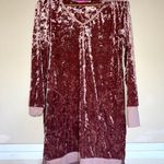 Betsey Johnson  Crushed Velvet Hooded Loungewear Dress Rose PInk Size M/L Photo 2