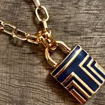 Tory Burch NWT  Double sided Padlock chunky gold necklace with Dustbag Photo 0
