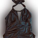 Tropical Escape 🏖️ Women's Black High Neck Halter Swimsuit Size Large Photo 3