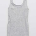 Aerie New  Wide Rib Tank Top Medium Heather Gray Size XS Photo 3