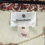 Dress Barn Top Womens 2X Brown Multicolor Paisley Balloon Sleeve Peasant Blouse Photo 3