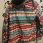 Burton Striped Red, Blue, & Rust Zip Up Ski Jacket Size L Photo 4