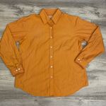 Ann Taylor 2 Tone Orange Striped Long Sleeve Button Down Women's Shirt Large Photo 3
