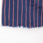 American Eagle Denim Mini Skirt Womens Blue Red Stripe Raw Hem Stretch Size 2 Photo 3