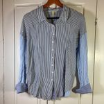 Free People Striped Button Up Shirt Blue White Long Sleeve Relaxed Fit M Photo 0