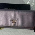 Prada Saffiano leather metallic purple wallet with COA and box Photo 0