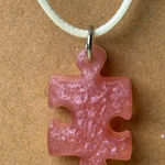 Handmade Pink Puzzle Piece Pendant Necklace Photo 0