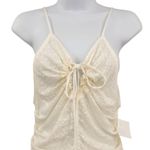Free People Lace Ruched Love Her Tank Top Cami Ivory White Gardenia Photo 6