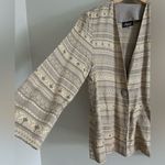 Vintage boho jacquard woven open front lightweight ornate jacket blazer S Gray Photo 3