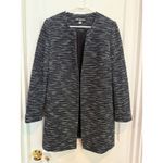 Karl Lagerfeld  Paris Black White Tweed‎ Open Front Blazer Jacket Large Elegant Photo 5
