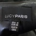 Lucy Paris Black Faux Vegan Leather Skinny High Waist Paperbag Trousers Pants S Photo 3