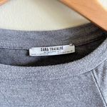 ZARA Trafaluc Puff Shoulder Long Sleeve Knit Top Gray Womens Size S Crewneck Photo 1