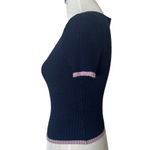 Lulus  Ribbed Knit Crop Top Size S Blue Baby Tee Striped Minimalist Soft‎ Girl Photo 4