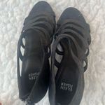 Eileen Fisher Women's Black Leather Cage Strap Back Zip Heeled Sandals Size 9 Photo 2