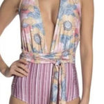 Nicole Miller NICOLE MILLER Convertible One-piece Swimsuit In Floral Stripe
Size S Photo 0