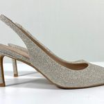 Stuart Weitzman NWB  Linsi 75 Pointed Toe Glitter Slingback Pump Glitter Platino Photo 6