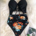 Cupshe ✨ HP✨Black Floral Print Halter One Piece Swimsuit✨ Photo 5