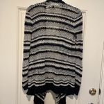 American Eagle  Cardigan Sweater Women's S Crochet Open Front Black White Stripes Photo 6