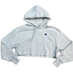 Champion  Reverse Weave Cropped Cut Off Hooded Sweatshirt Light Gray Size Medium Photo 0