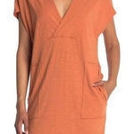 Stitch Drop Cross Over V Neck Dress Orange Size M Photo 0
