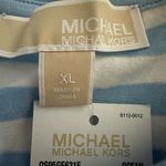 Michael Kors  Short Sleeve White and Blue Stripe Women's Shirt (675) Photo 8