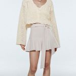 ZARA  Cream Crochet Knit Cropped Cardigan Size Medium Bell Sleeve 4331/120 Photo 2