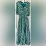 Ghost London Valentina Gingham Georgette Maxi Dress size medium Green Photo 2
