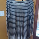 LuLaRoe  Lynnae Gray Black Stripe Long Sleeve Shirt Size XL Photo 3