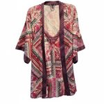Victoria's Secret Patchwork Satin Robe Chemise Set Burgundy Cream L M/L Photo 1