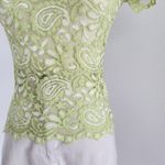 American Vintage Y2K Andria Lieu Collection Lime Green Lace Paisley Floral Mesh Baby Tee Top XS Photo 2