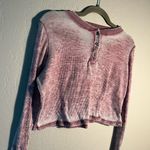 Self Esteem  Pink Faded Cropped Polo Sweatshirt 1/4 Button Lightweight SZ S Photo 1