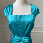 Rickie Freeman for Teri Jon Turquoise Silk Sheath Dress 12 Blue Photo 1