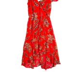 Eyeshadow  Red Floral Print Dress Ruffle Sleeve Summer Casual Size S Photo 2