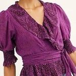 Free People Olivia Printed Wrap Top Purple Size L Photo 0
