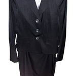 Evan Picone  2 pc navy blue career suit 3/4 sleeve skirt & blazer set womens 4 Photo 0