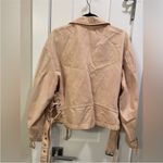 Free People  Light Pink Denim Motorcycle Style Jacket Photo 4