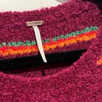 Free People Best Day Ever Long Sleeve Sweater Berry Striped Medium Alpaca Blend Photo 5