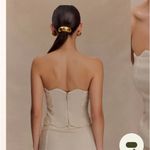 Meshki  Oakley Strapless Scalloped Denim Top Photo 2