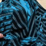 Belle Badgley Mischka Women's Size 6 Teal Stretch Velvet Gown Formal Long Sleeve Photo 4